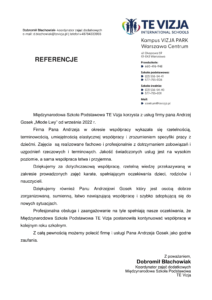 Referencje UKS Młode Lwy - VIZJA
